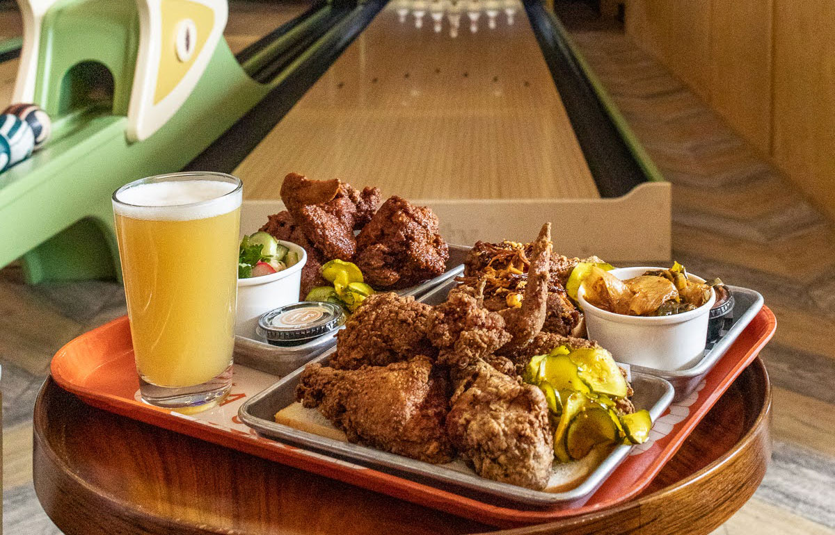 Fried chicken with classic southern side dishes, fresh baked pies, and pastries.